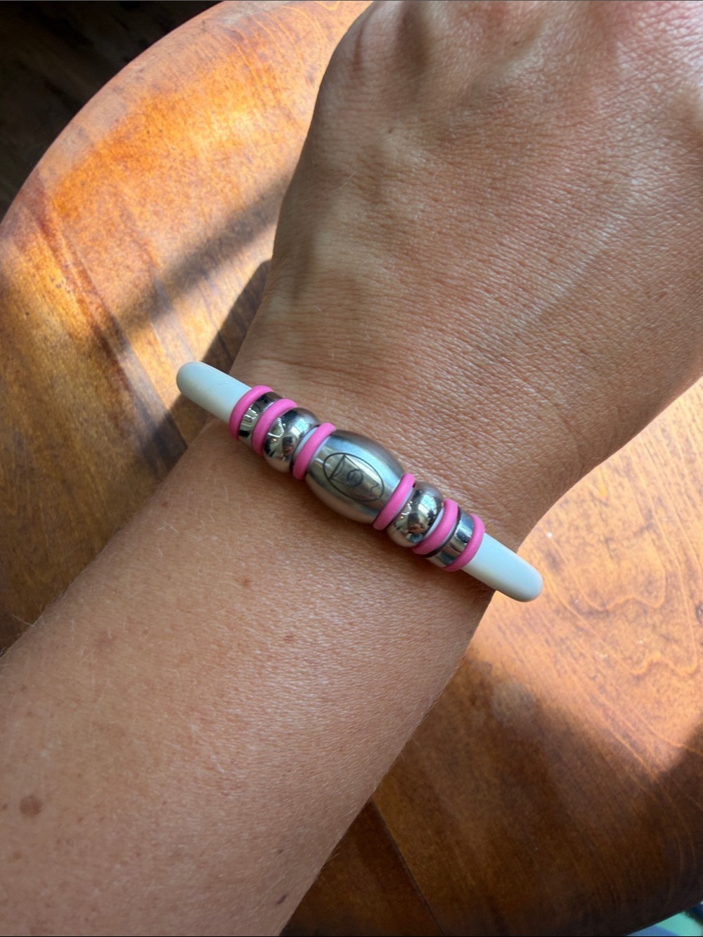 “R” Pink & White Silicone Bracelet